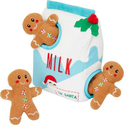 Frisco Holiday Milk & Gingerbread Cookies Hide & Seek Puzzle Plush Squeaky Dog Toy, Small/Medium | Chewy