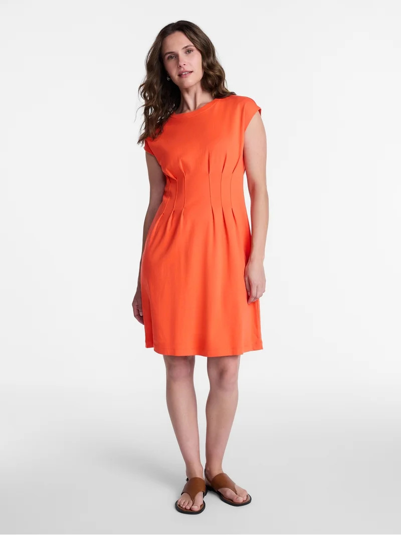 Time and Tru Women's Pleated Waist Cotton Mini Dress, Sizes XS-XXXL | Walmart (US)