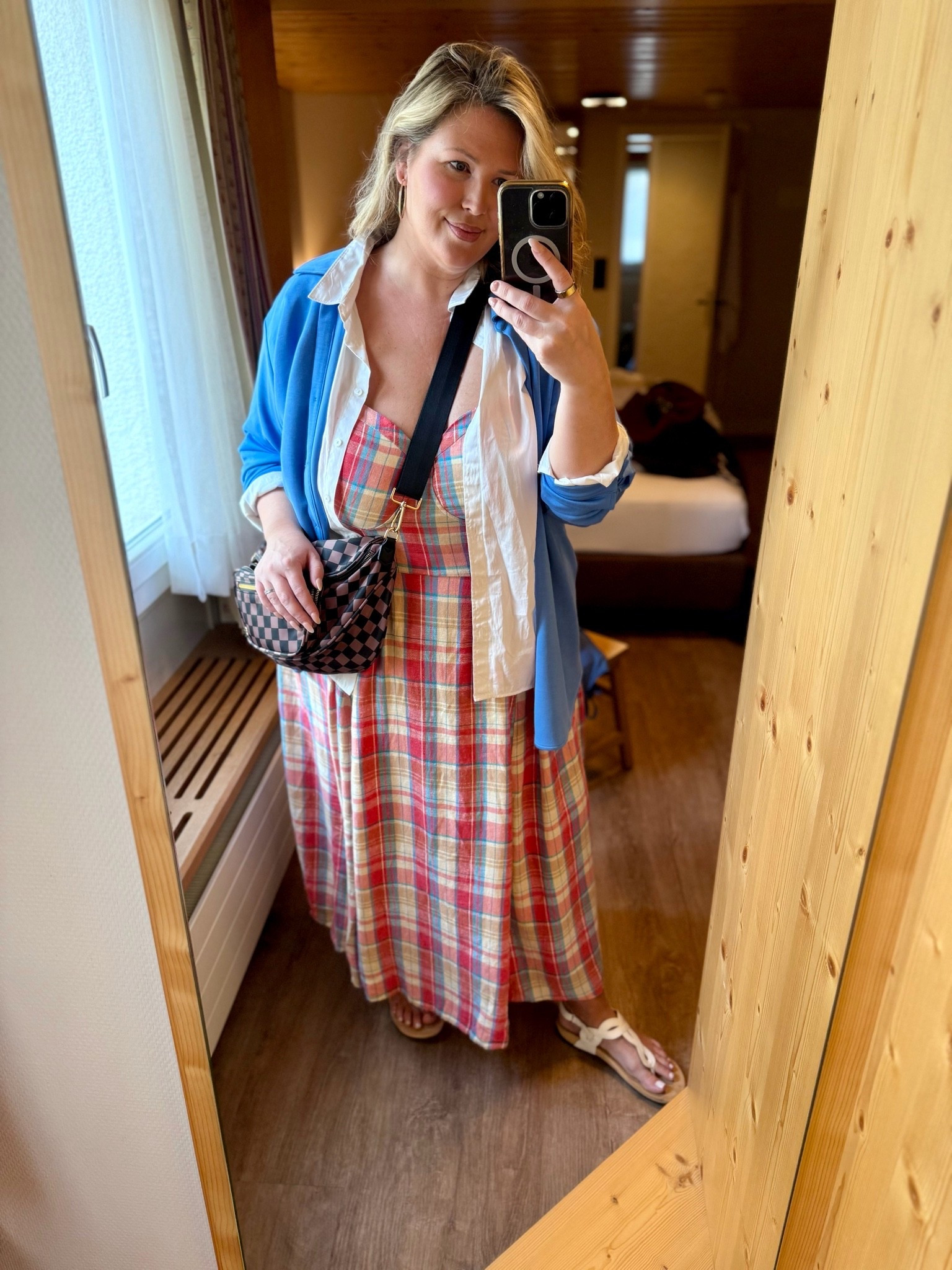 Both button ups are 2X and dress is 2X. Plus size, outfit inspo, casual outfit, mom life, apron belly, summer fashion