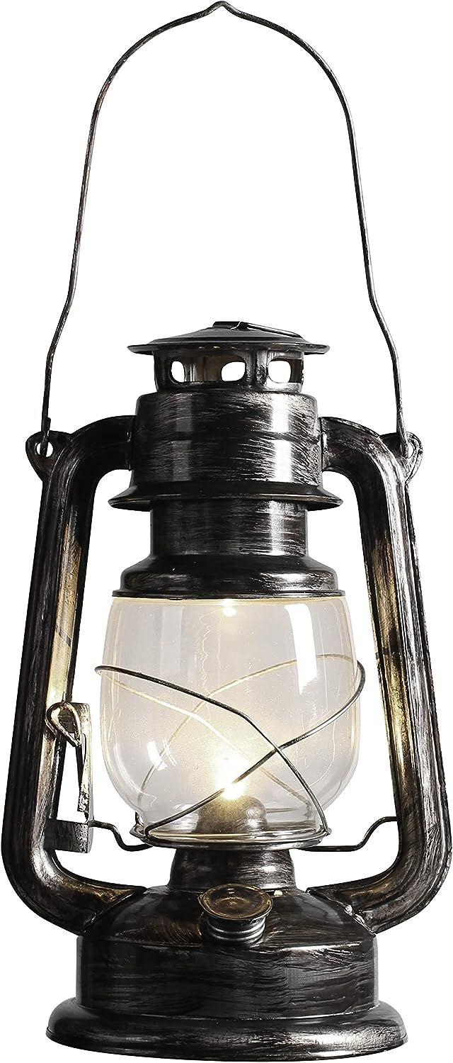 Rustic Old Fashioned Light Up Lantern, Metal/Glass​ | Amazon (US)