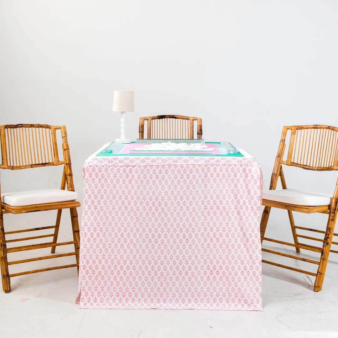 Full Length Mahjong Card Tablecloth: Sprig in Pink | Etsy (US)