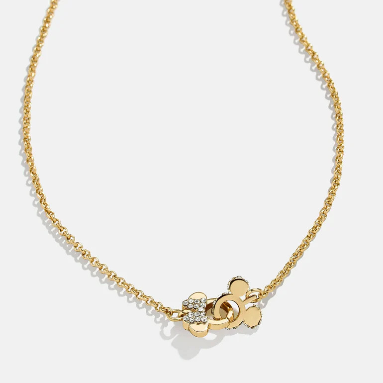 Mickey Mouse & Minnie Mouse Disney Better Half Necklace - Gold/Pav\u00e9 | BaubleBar