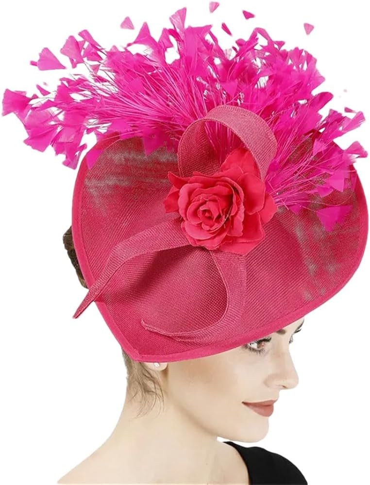 Women Fascinator Hat with Veil and Feather Vintage Phillbox with Flower Headband Clip | Amazon (US)