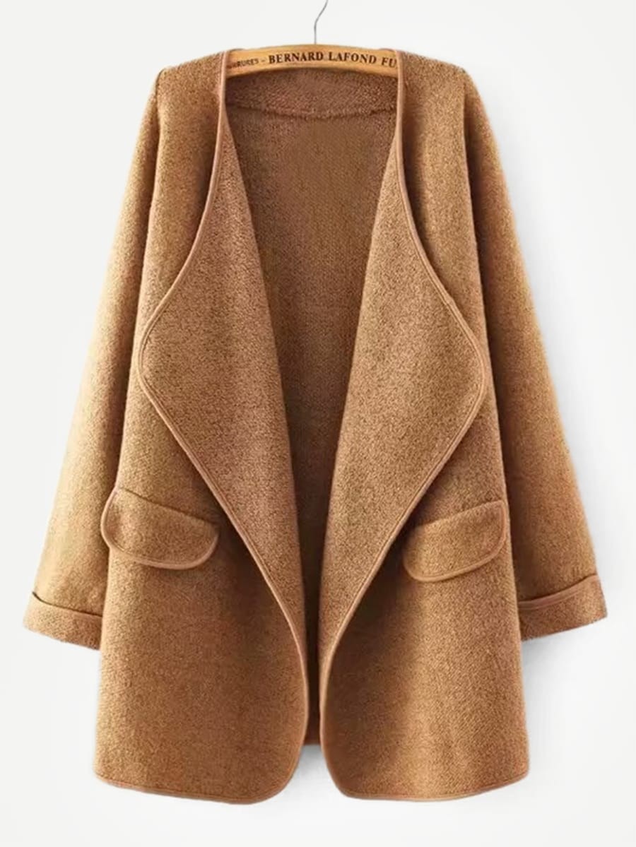 Solid Waterfall Cuffed Cardigan | SHEIN