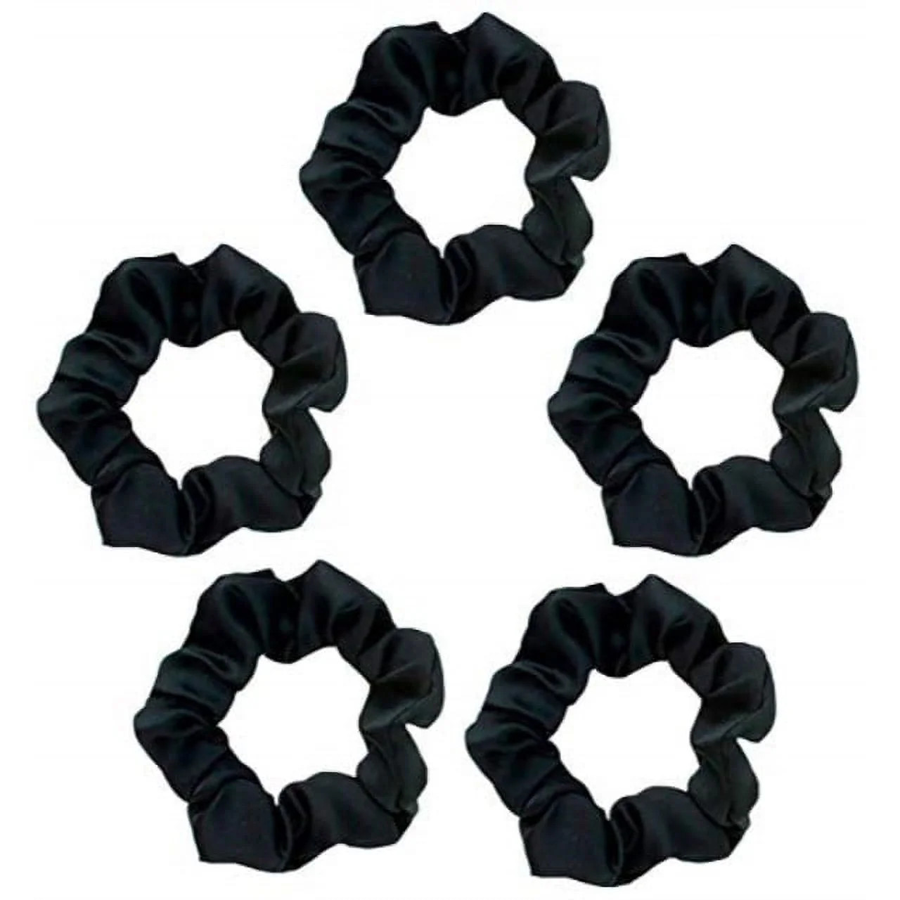 Kitsch Satin Hair Scrunchies for Women - Ponytail Holder, Hair Elastics, 5 Pack (Black) | Walmart (US)