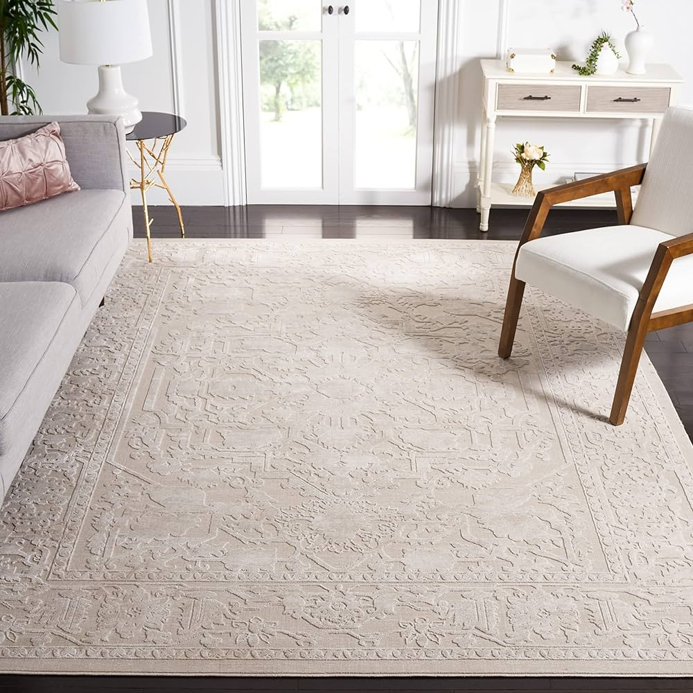 SAFAVIEH Reflection Collection Area Rug - 9' x 12', Creme & Ivory, Boho Tribal Distressed Design,... | Amazon (US)