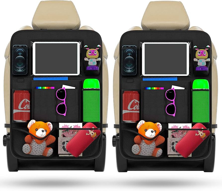 FYY Car Organizer Backseat 2 Pack - Back Seat Organizer For Kids Backseat Car Organizer With Tabl... | Amazon (US)