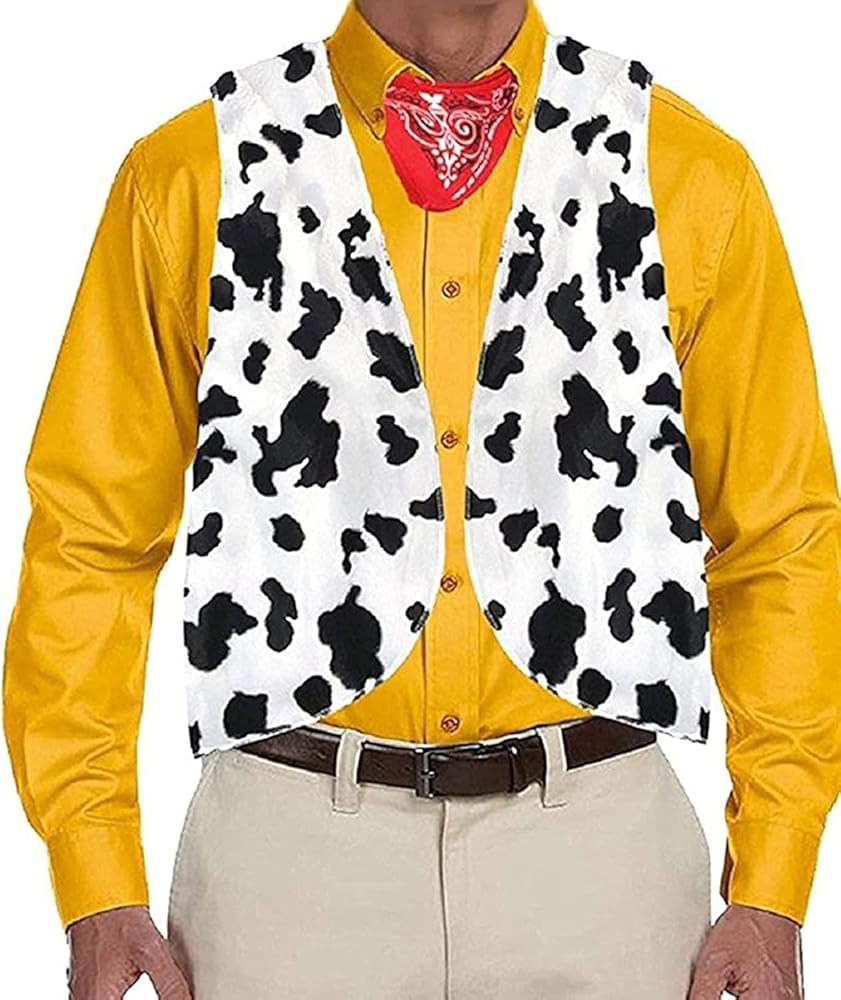 Mens Cow Print Costume Vest Adult Festival Halloween Sleeveless Cosplay Partywear Hippie Costume ... | Amazon (US)