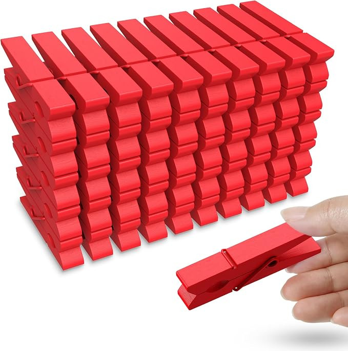 50PCS Colored Wooden Clothespins, 2.9inch Red Clothes Pins for Clip Pictures Photos Decorative, S... | Amazon (US)