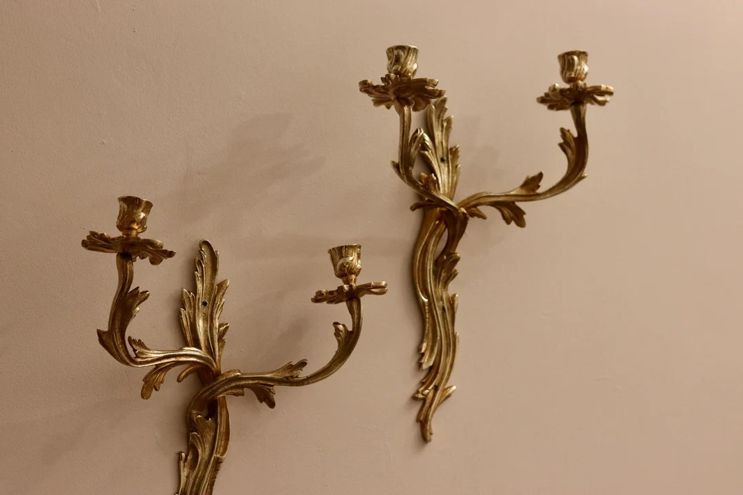 Pair of Louis XV French Brass Sconces - Etsy | Etsy (US)