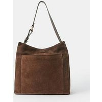 Accessorize Large Pocket Suede Shoulder Bag - Brown | Very (UK)