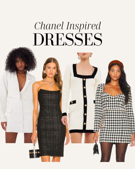 Chanel inspired dresses! Met gala 2023 inspired, black and white dresses, chanel style, tweed dress

#chanel #chanelinspired #designer #designerdupe #dresses

#LTKstyletip #LTKsalealert