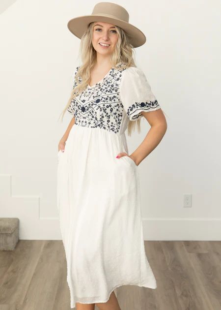 Annalee Ivory Embroidered Dress | My Sister's Closet Boutique