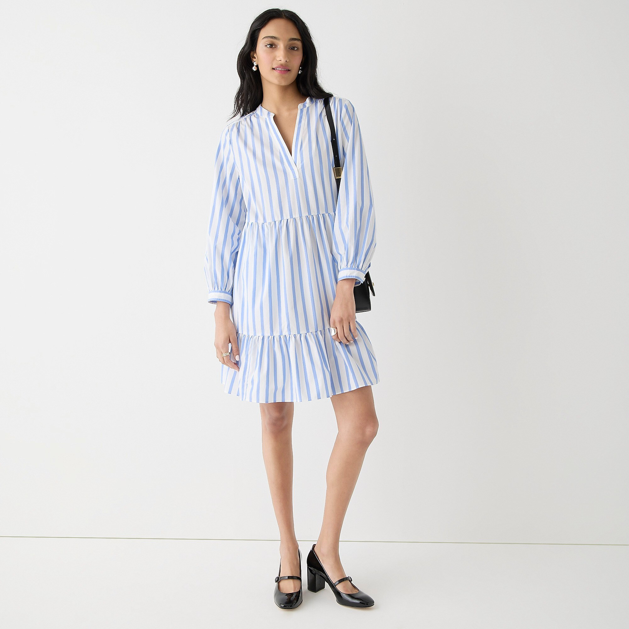 Tiered cotton poplin mini dress in Barrie stripe | J. Crew US