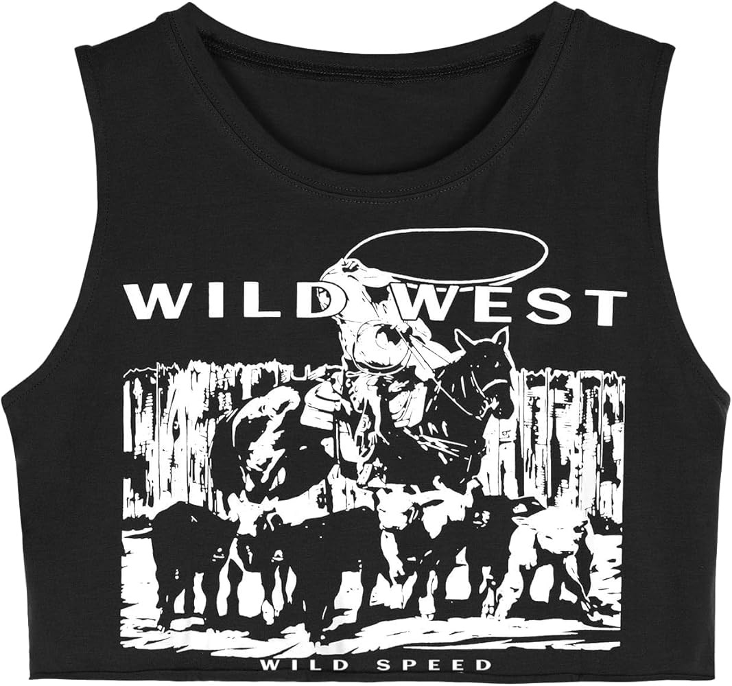 Hilinker Womens Crew Neck Loose Crop Tank Tops Workout Casual Sleeveless T-Shirt | Amazon (US)