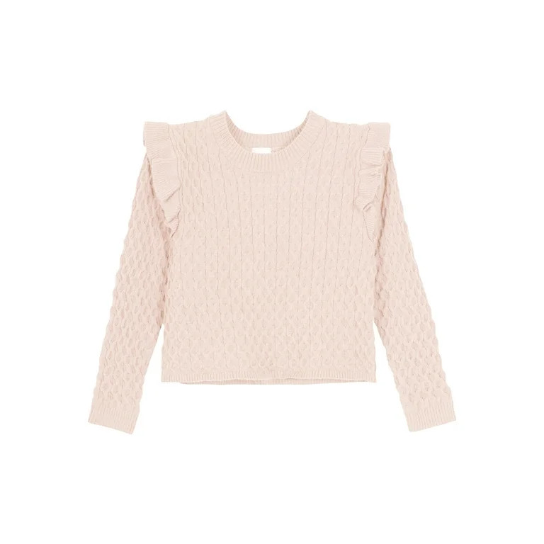 Modern Moments by Gerber Baby & Toddler Girl Cable Knit Ruffle Sweater & Pant, 2-Piece Outfit Set... | Walmart (US)
