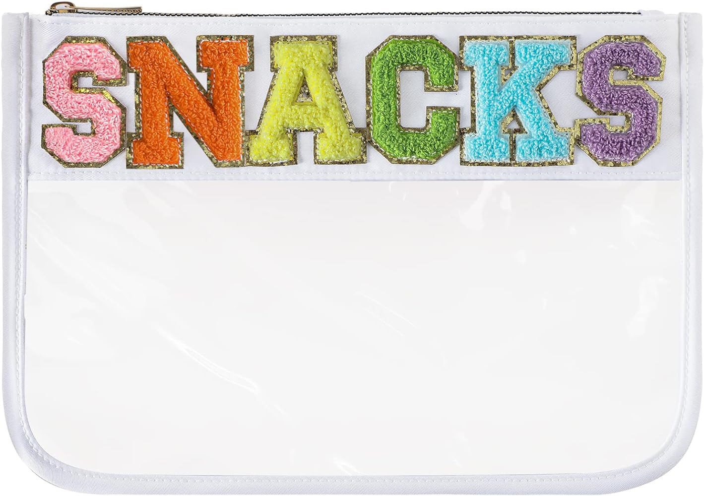 Amazon.com: DYSHAYEN Chenille Letter Clear Zipper Pouch for Travel,Nylon Clear Cosmetic Bag,Makeu... | Amazon (US)