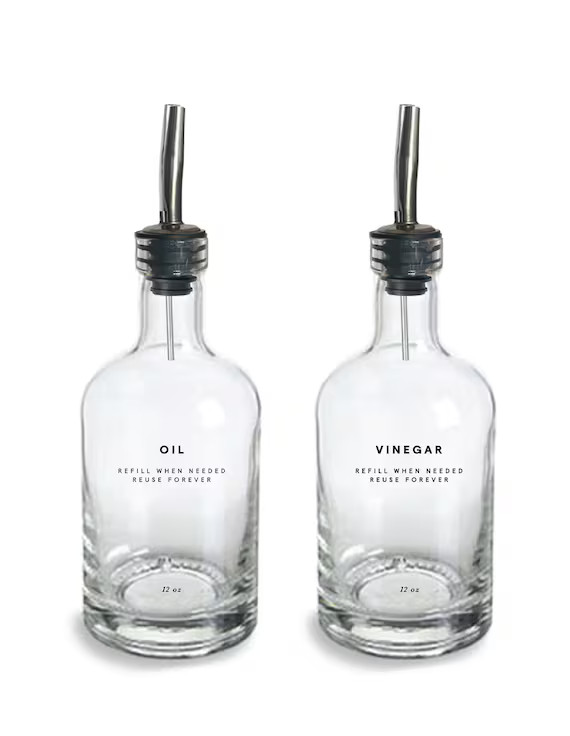 Oil and Vinegar Bottles  12oz Glass Clear Refillable | Etsy | Etsy (US)