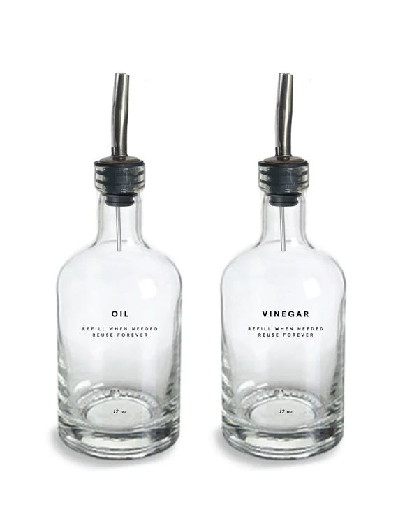 Oil and Vinegar Bottles  12oz Glass Clear Refillable | Etsy | Etsy (US)