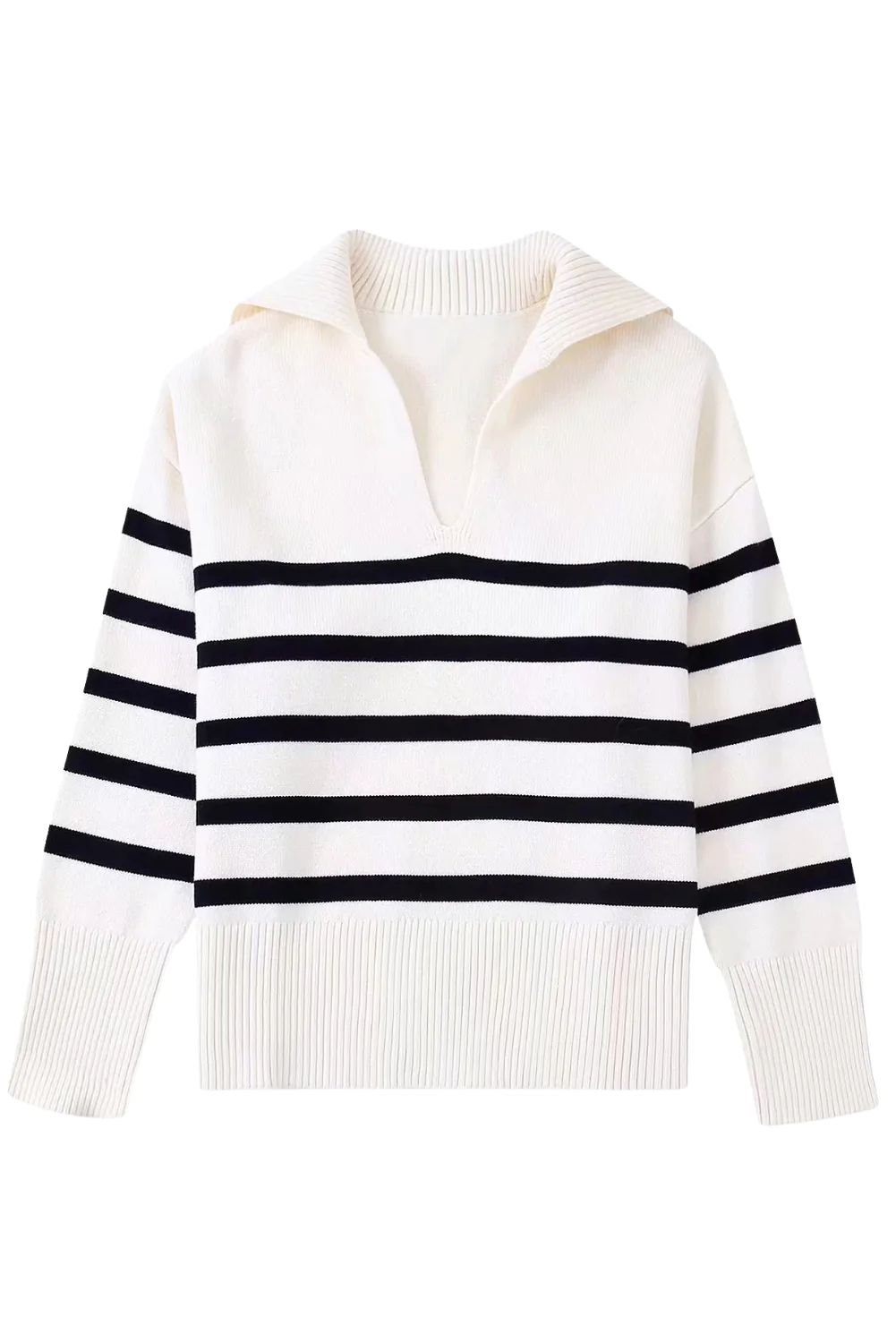 'Quina' Collared Striped Sweater (2 Colors) | Goodnight Macaroon