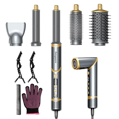 Easywave 5 in 1 Multi Hair Styler Dryer Brush: 110,000 RPM High-Speed, Flexible Air Styling & Drying System, Professional Negative Ionic Hot Air Brush Set for Fast Drying, Curling Volumizing | Amazon (US)
