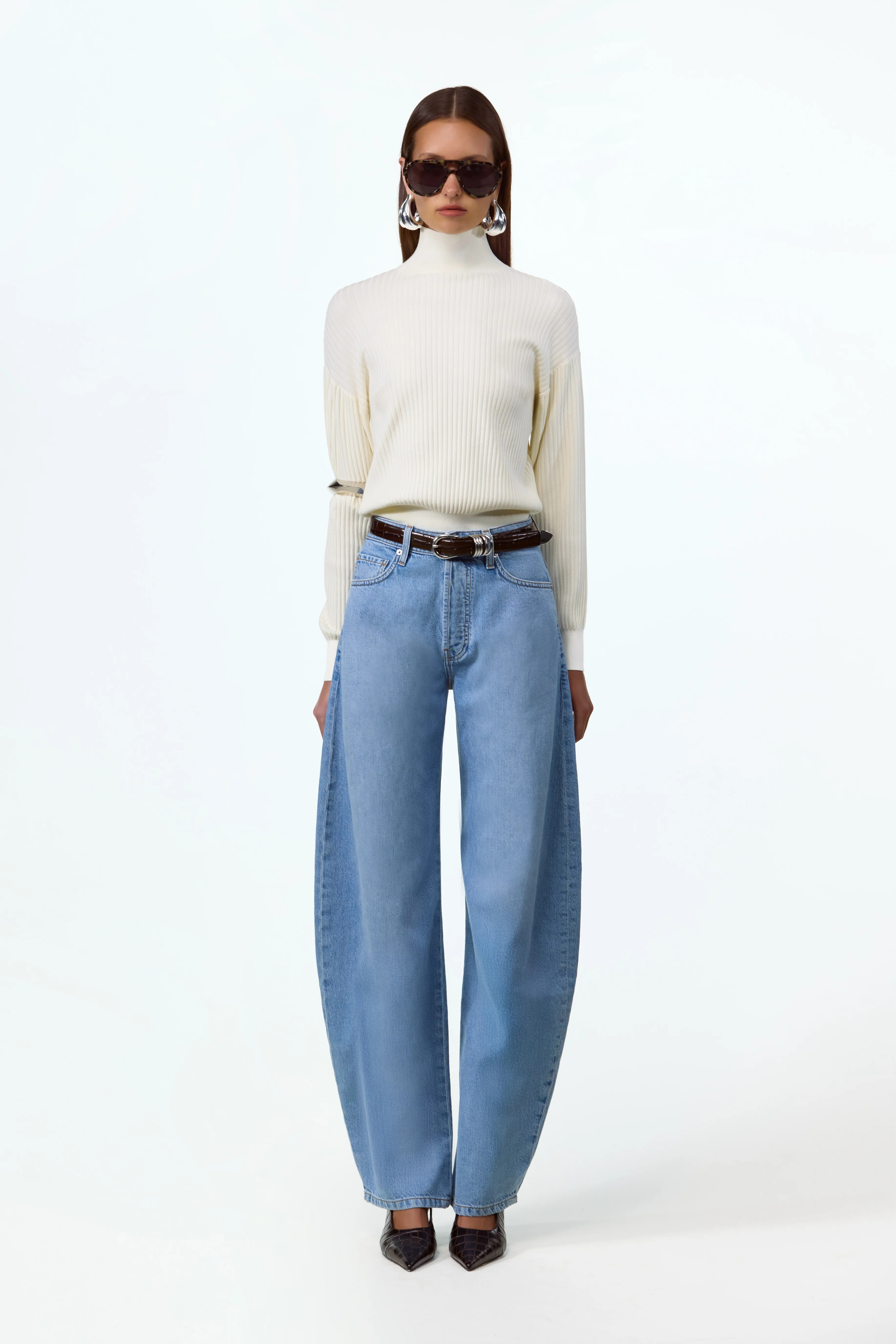 Relaxed Ribbed Turtleneck (Cream) | SAME