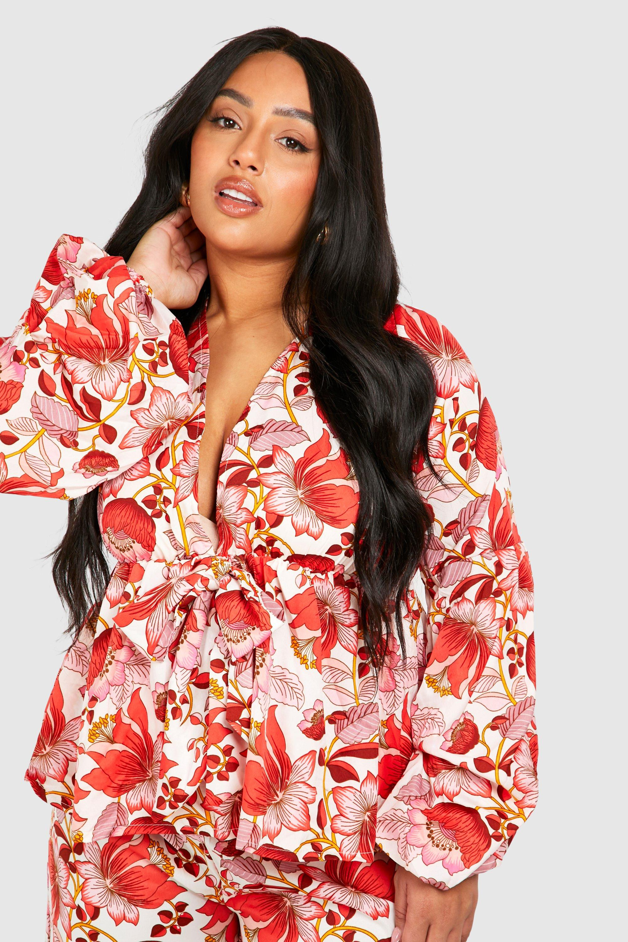 Plus Floral Peplum Top & Wide Leg Trouser | Boohoo.com (US & CA)
