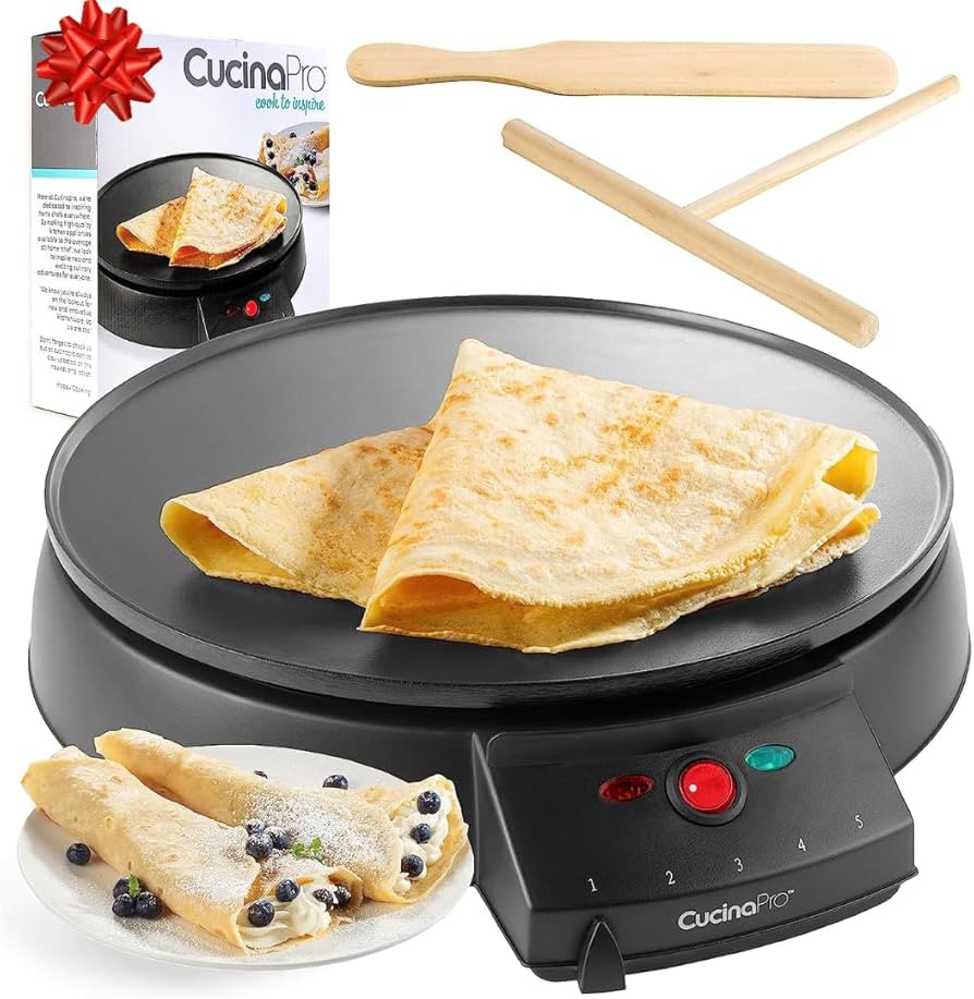 12" Griddle & Crepe Maker, Non-Stick Electric Crepe Pan w Batter Spreader & Recipe Guide- Dual Us... | Amazon (US)