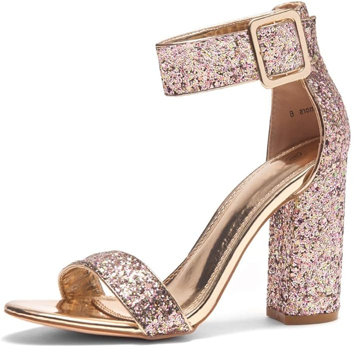 Herstyle Rumors Women's Fashion Chunky Heel Sandal Open Toe Wedding Pumps with Buckle Ankle Strap... | Amazon (US)