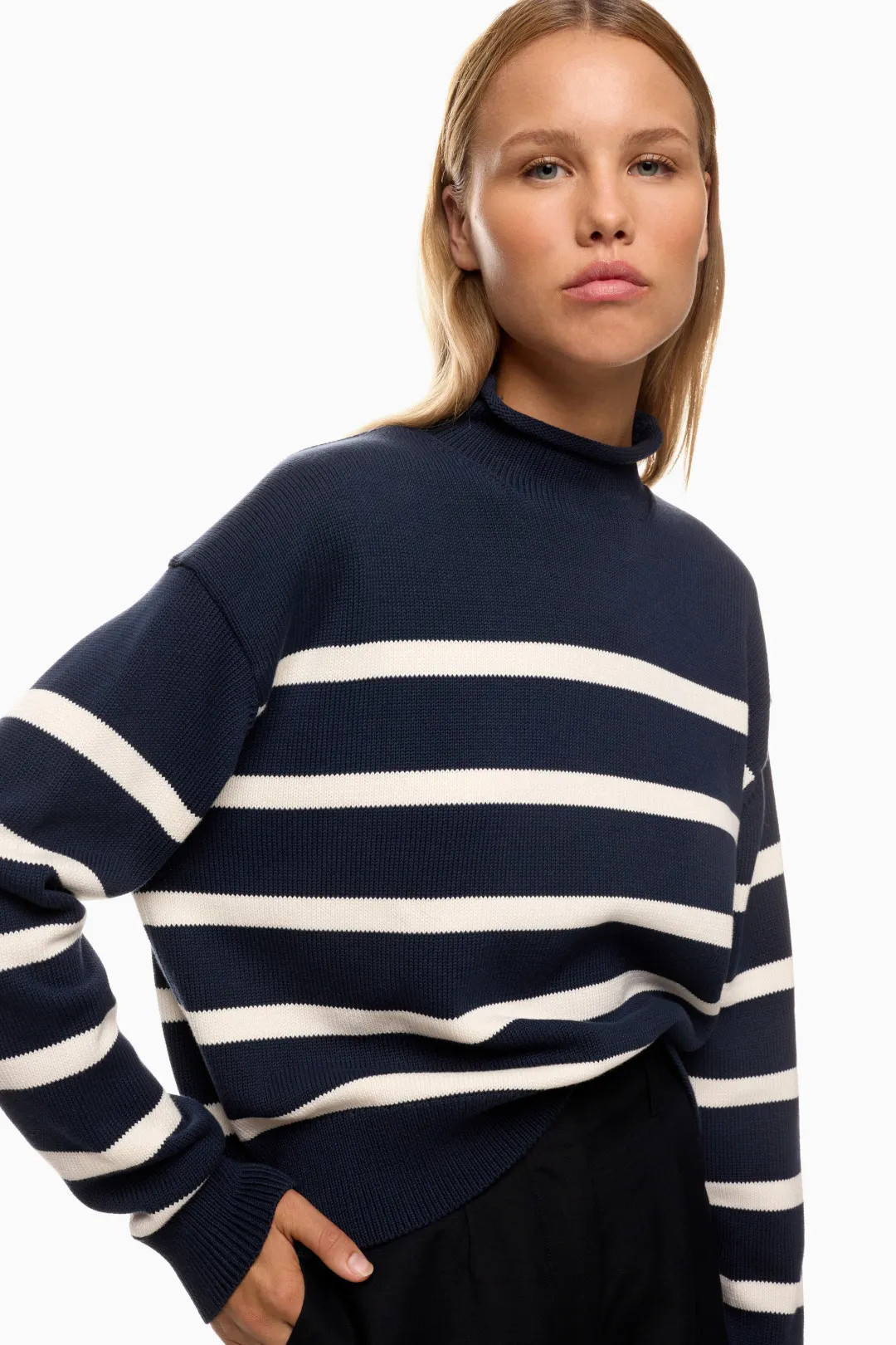 Club Monaco Cropped Mock Neck Nautical Sweater | Rent the Runway