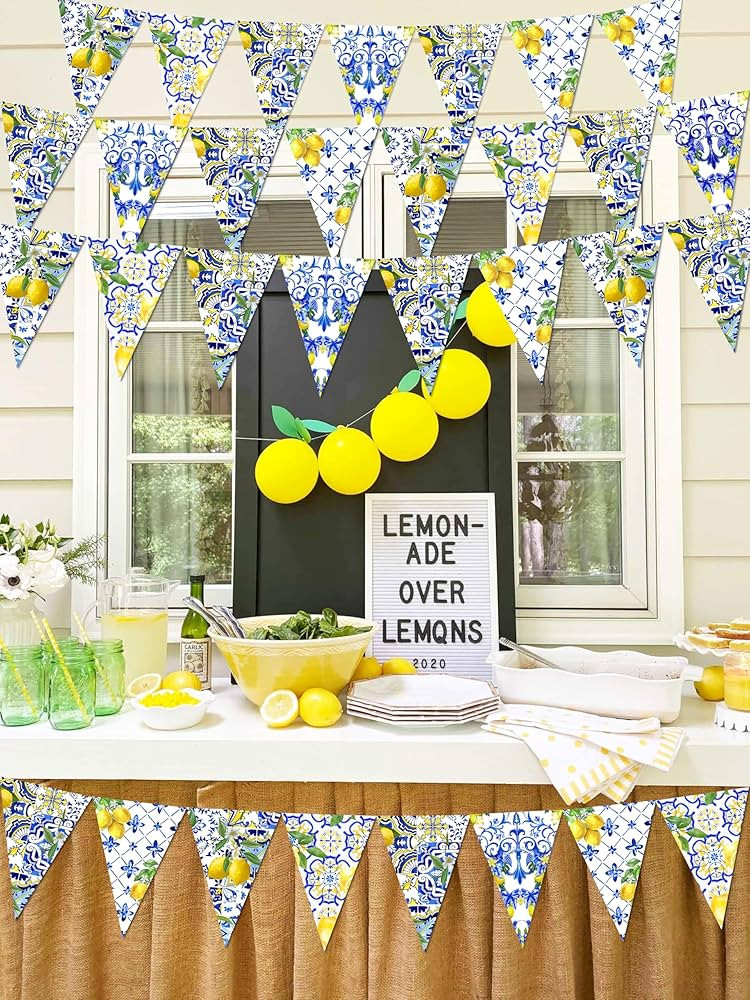 6PCS Amalfi Coast Party Decorations: Capri Lemon Garland Mediterranean Decor, Italian Themed Blue... | Amazon (US)