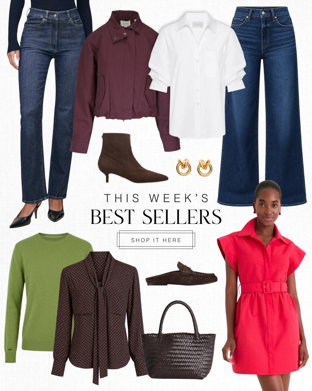 Top 10 Best Sellers: The Paige Anessa jeans are truly one of my favorite styles that look good on everyone! I’m loving this new dark wash for fall and it even comes in petite sizes here. The other day I wore this brown button-up, that I’ve been obsessing over, with this green sweater over my shoulders. I got so many nice compliments and will definitely be re-wearing. Plus, I love that the sleeves are permanently ruched instead of constantly having to roll them up. Also how cute is this new red dress that I just picked up in NY!

#LTKdayinmylife #LTKootd #LTKgrwm