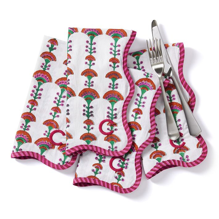 Scalloped Block Print Napkins, Set of 4 | Mark and Graham