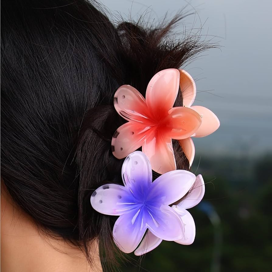 Ypkia Flower Hair Clip Small Hair claw Clip Women Colourful Hair Clips Non-Slip Hawaiian Claw Cli... | Amazon (UK)