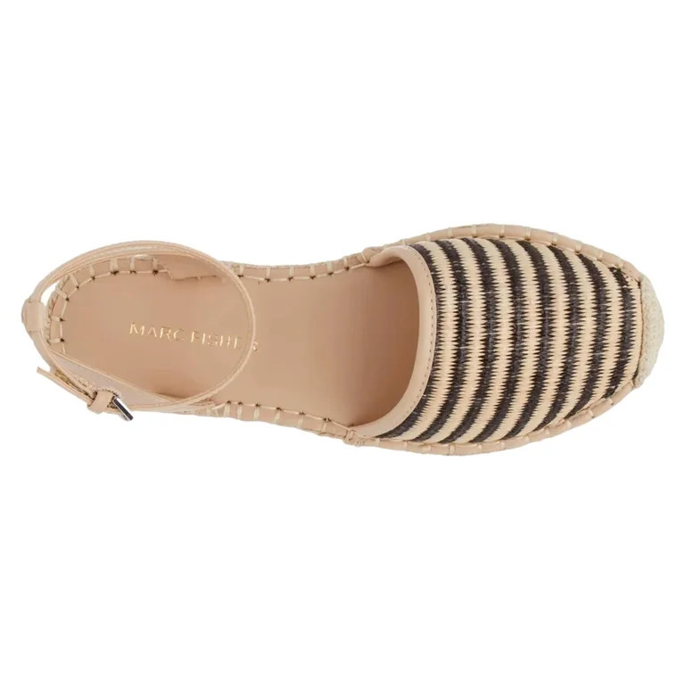 Marc Fisher Bessie Espadrille Flat Black/Beige Stripe  BESSY-BRN Women's Size 6 | Walmart (US)