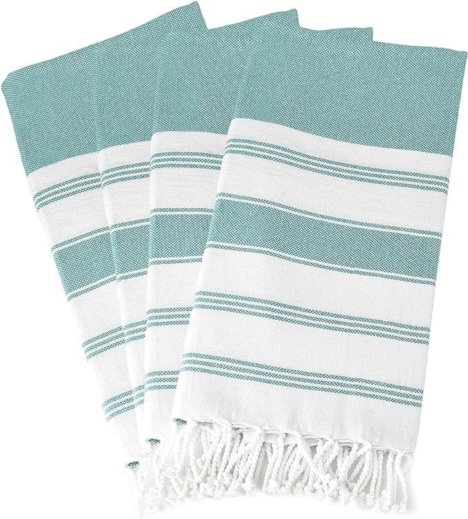 GLAMBURG Peshtemal Turkish Towel 100% Cotton Beach Towels Oversized 36x71 Set of 4, Cotton Beach ... | Amazon (US)