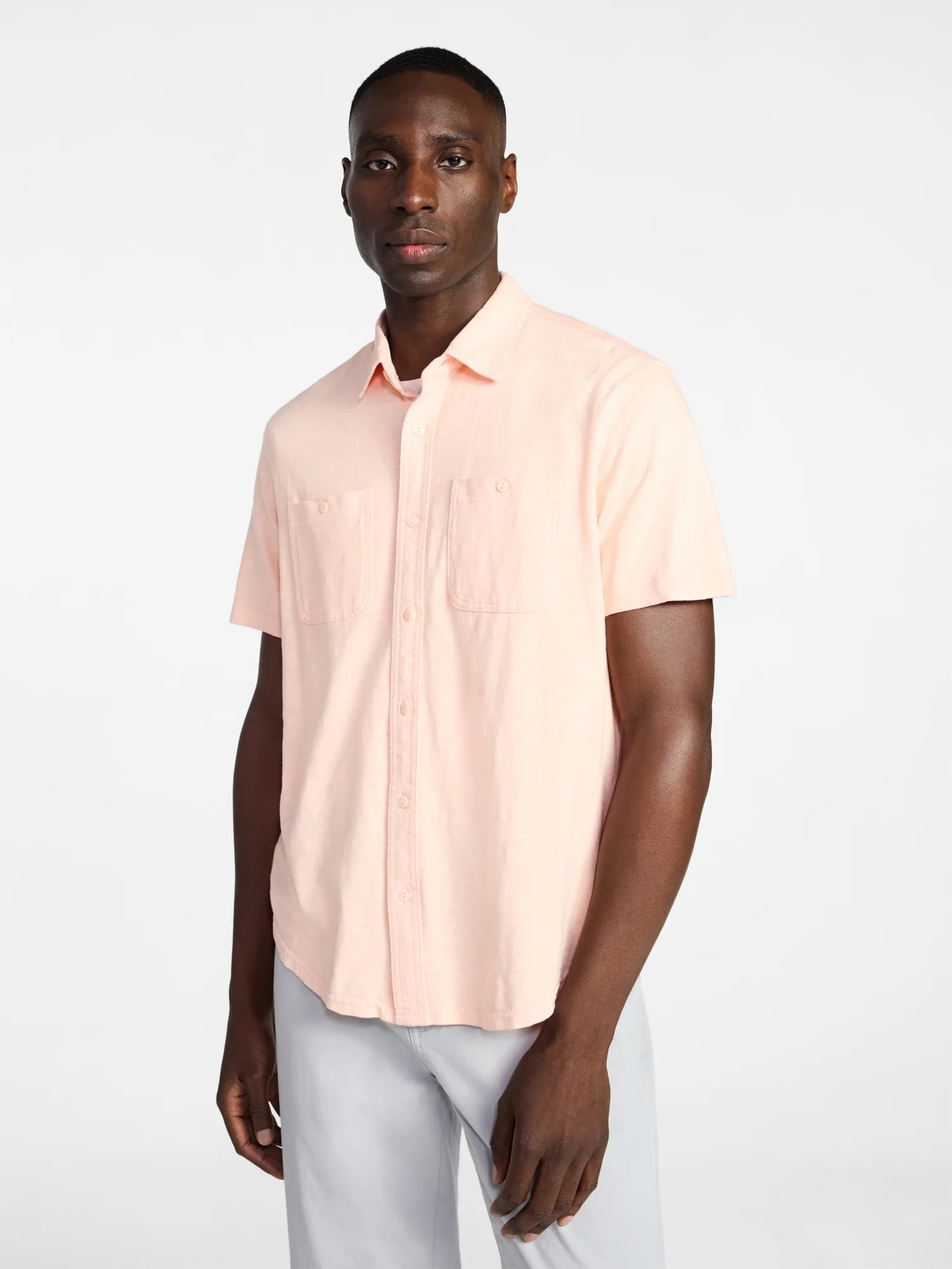 George Men's and Big Men's Knit Button-up Shirt with Short Sleeves, Sizes S-5XL | Walmart (US)