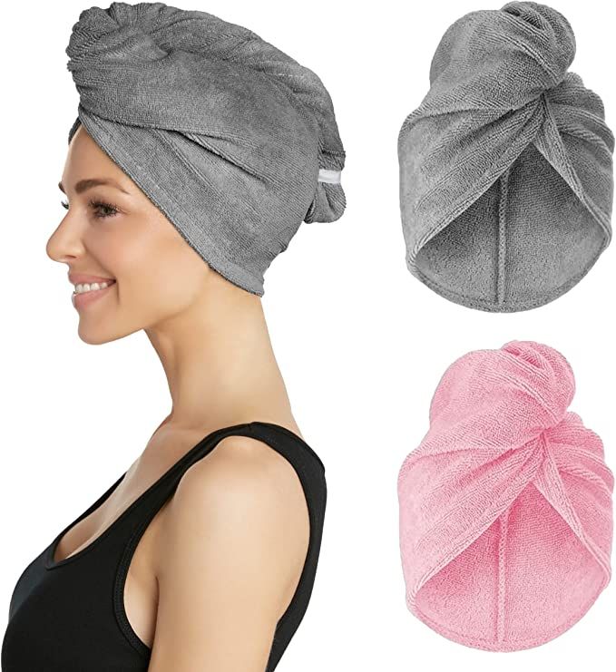 Turbie Twist Microfiber Hair Towel Wrap for Women and Men | 2 Pack | Bathroom Essential Accessori... | Amazon (US)