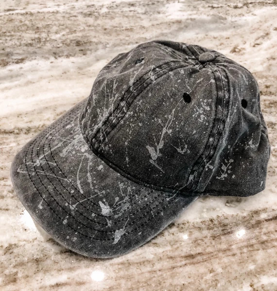 Black denim splatter dad hat | Etsy (US)