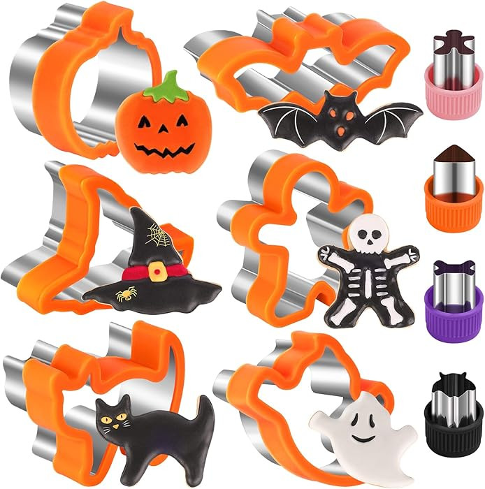NPET 10Pcs Halloween Cookie Cutters for Kids Lunch, DIY Uncrustable Kids Lunch Sandwich Cutters P... | Amazon (US)