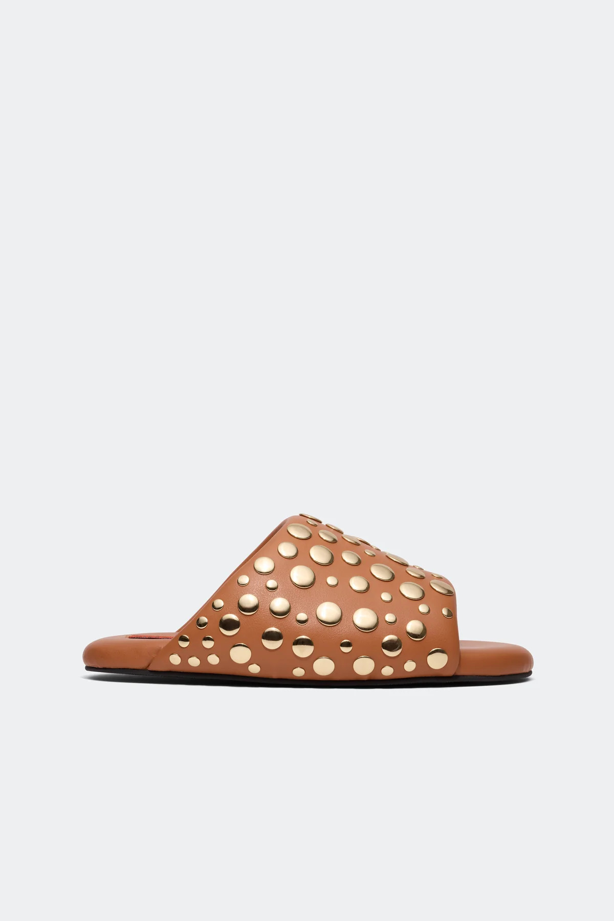 Studded
           Bubble Slide in Chestnut/Brass | Simon Miller