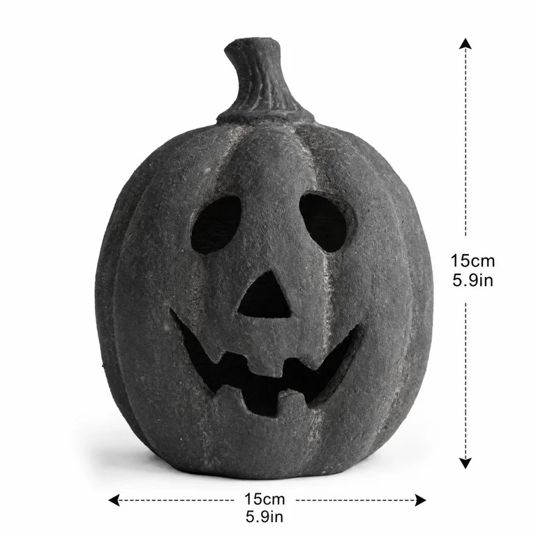 HaCpiu Black Terracotta Jack-O-Lantern Pumpkin Decoration, 5.9" Resin Handmade Clay Fall Home Acc... | Walmart (US)