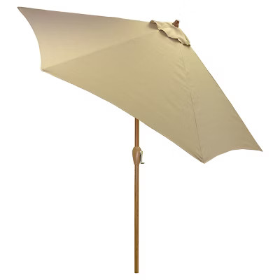 9' Round Umbrella - Tan - Wood Pole - Threshold™ | Target