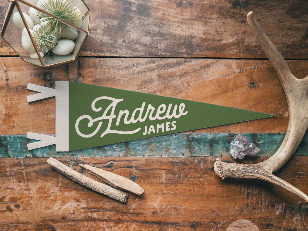 Personalized Heritage Name Sign Felt Pennant Custom Bold Vintage Style Banner Flag, Kids & Nurser... | Etsy (US)