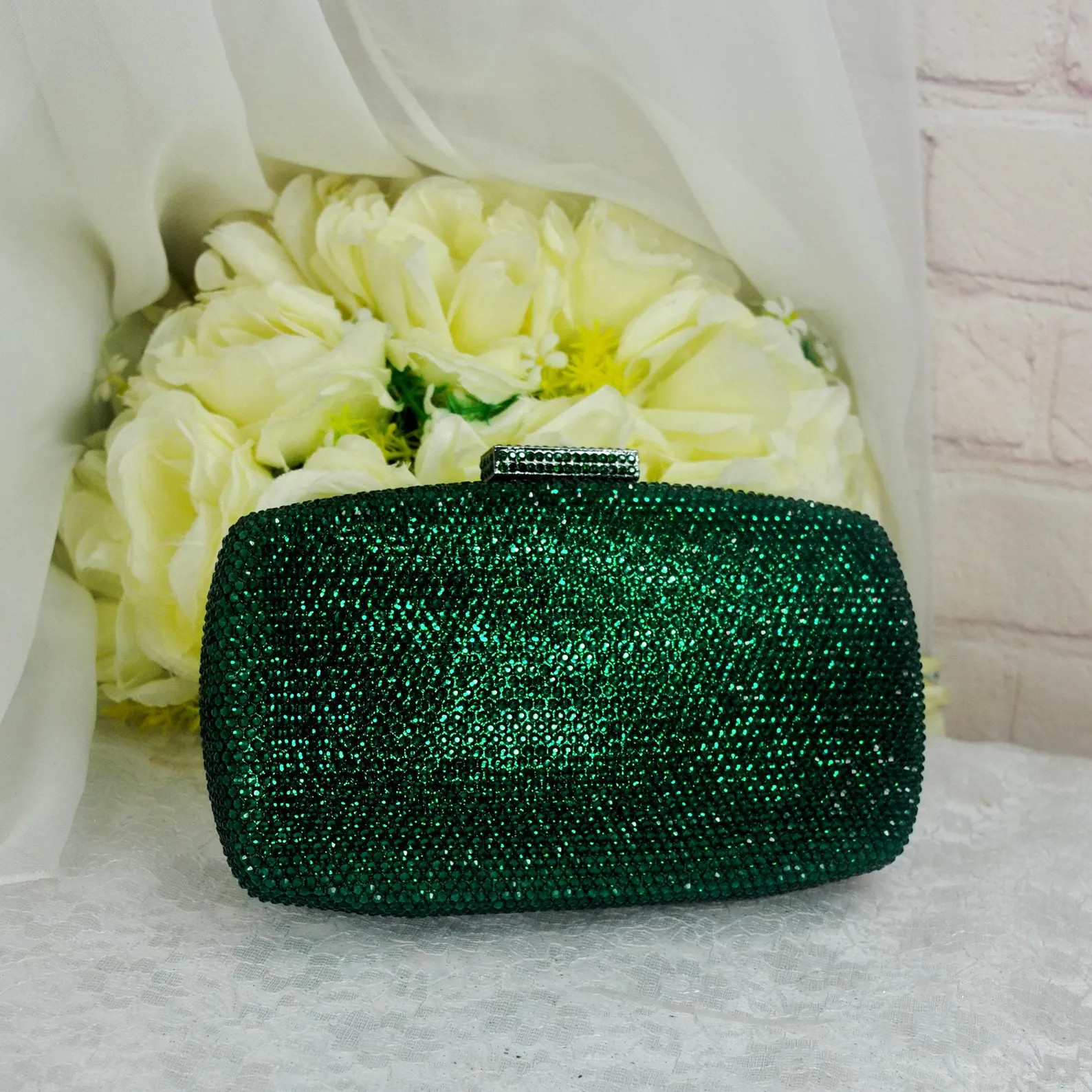 Stunning Emerald Green Crystal Handmade Evening Clutch Bag Rhinestone Purse Other Colours - Etsy | Etsy (US)