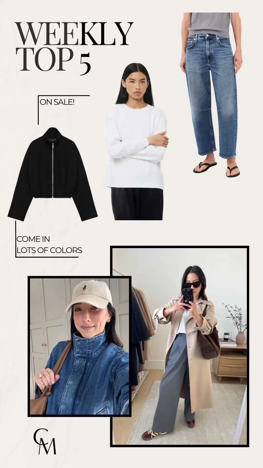 weekly bestsellers. weekly top 5.

Aritzia interlock tee small
Zara jacket small 
Madewell denim jacket small
Oak + Fort oversized trench xxs (size down, runs big)
Citizens of Humanity Miro jeans petite 25

#LTKmomlife #LTKPetite #LTKOver40
