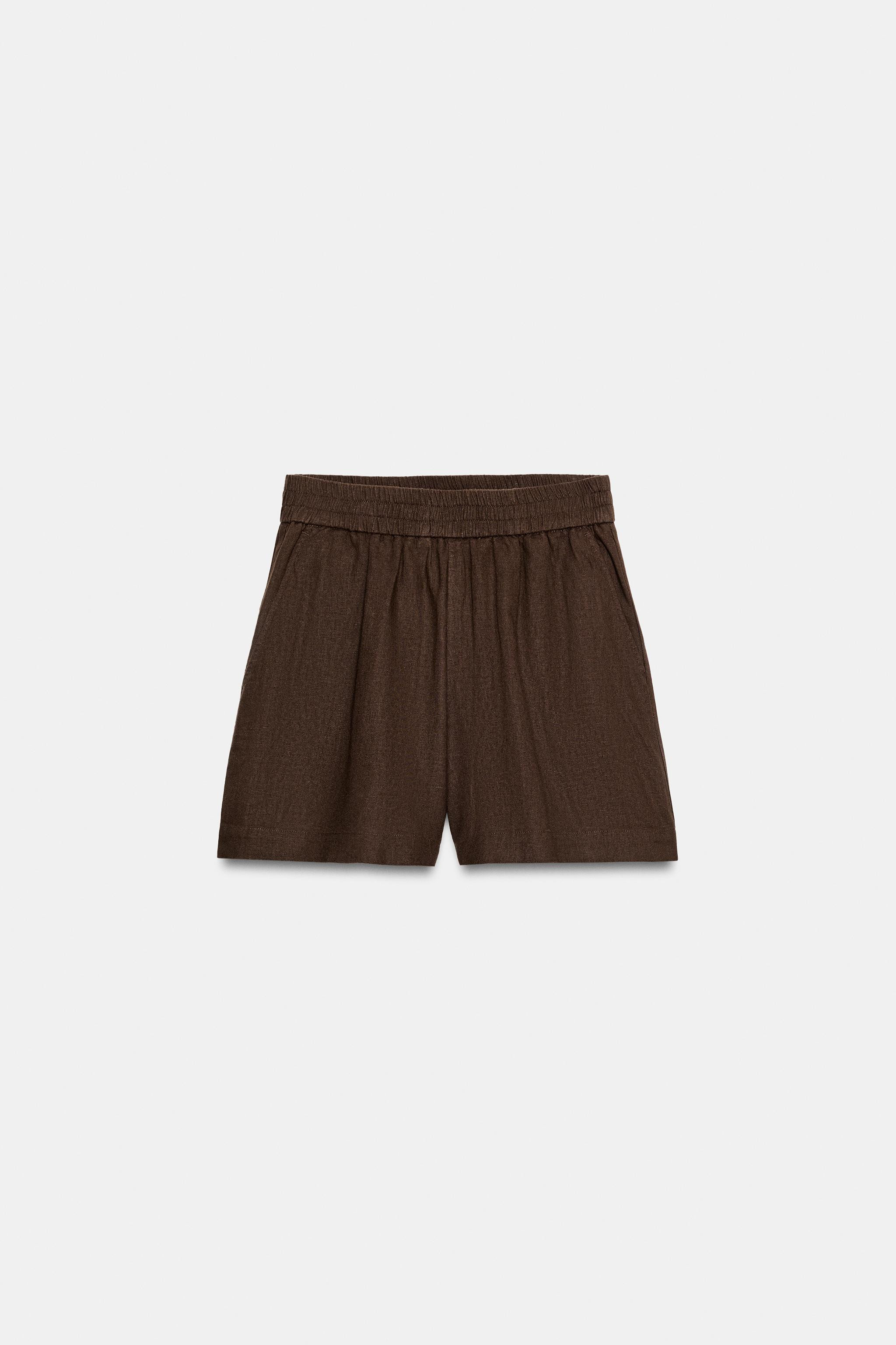 LINEN SHORTS WITH ELASTIC WAIST | Zara US