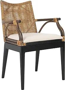 Safavieh Home Gianni Rattan Tropical Woven Arm Chair, Brown/Black | Amazon (US)
