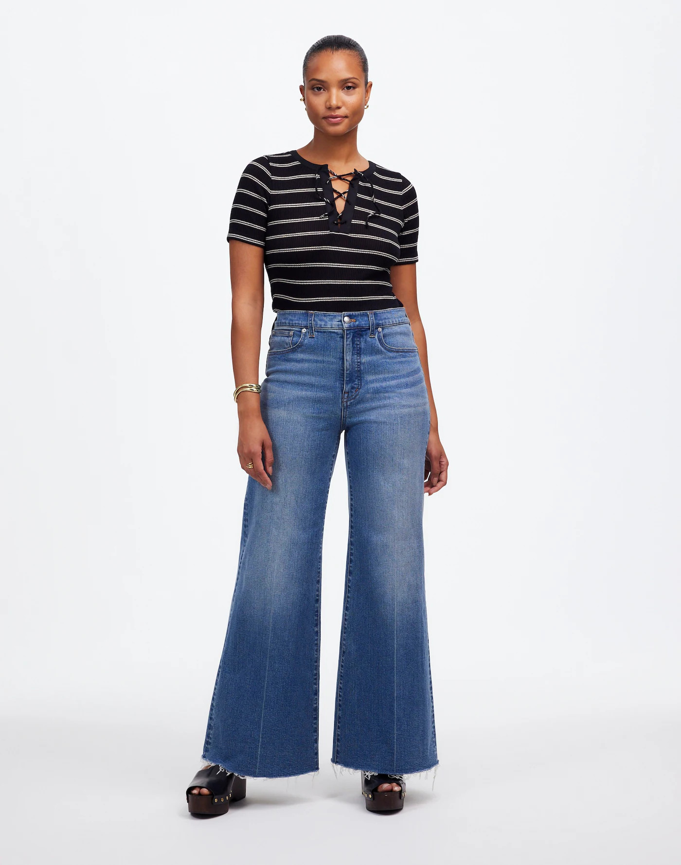 Curvy Flared Wide-Leg Crop Jeans in Oneida Wash | Madewell | Madewell