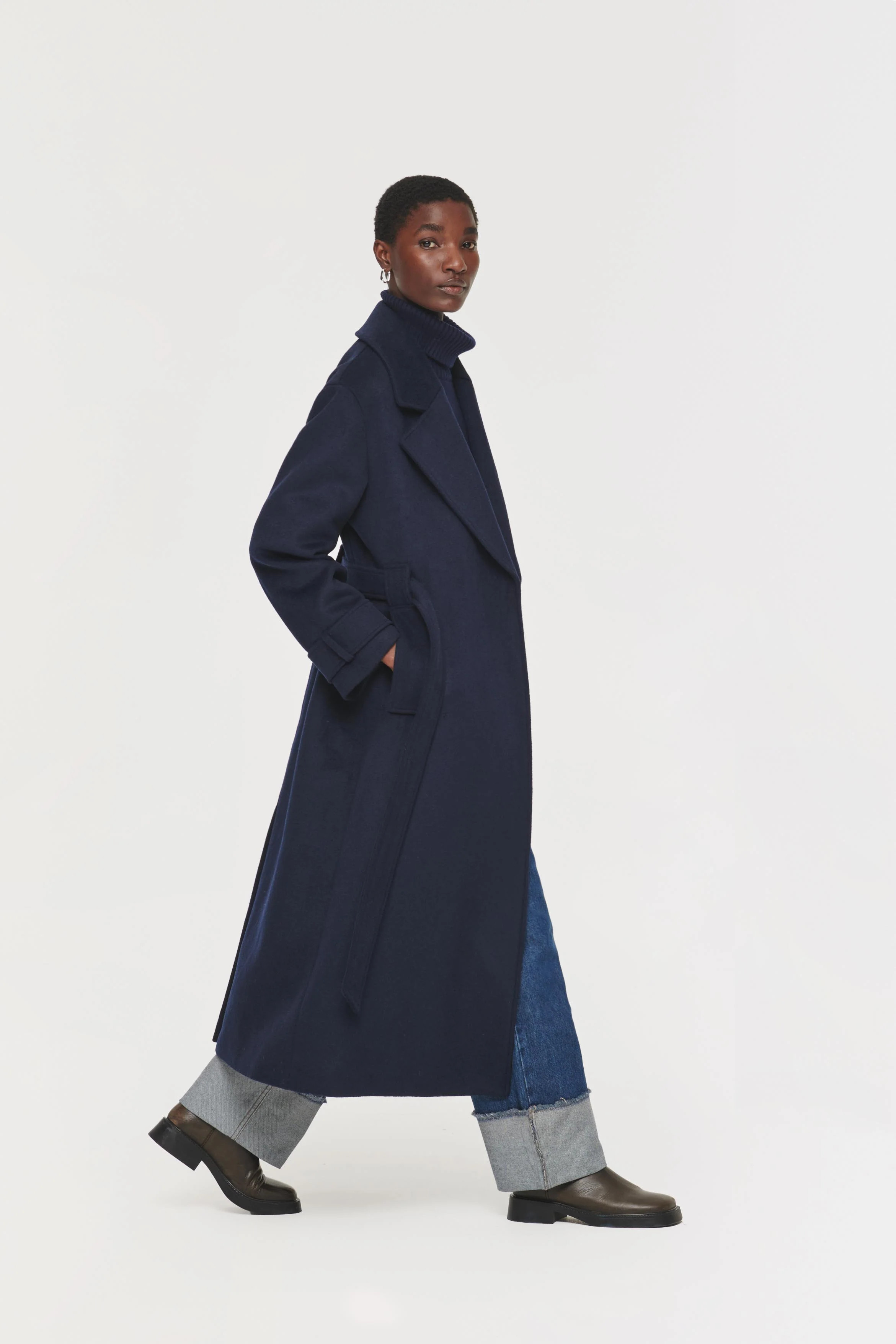 George | Wrap Slouch Coat in Navy | ALIGNE | Aligne UK